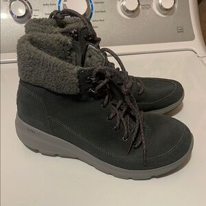 Skechers Gray Winter & Rain Boots with Cozy Fleece Lining